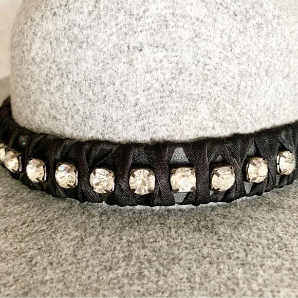 AKIRA Grey Wild Thoughts Bling Crown Western Hat Beyonce Texas Hold Em Medium - Picture 5 of 9